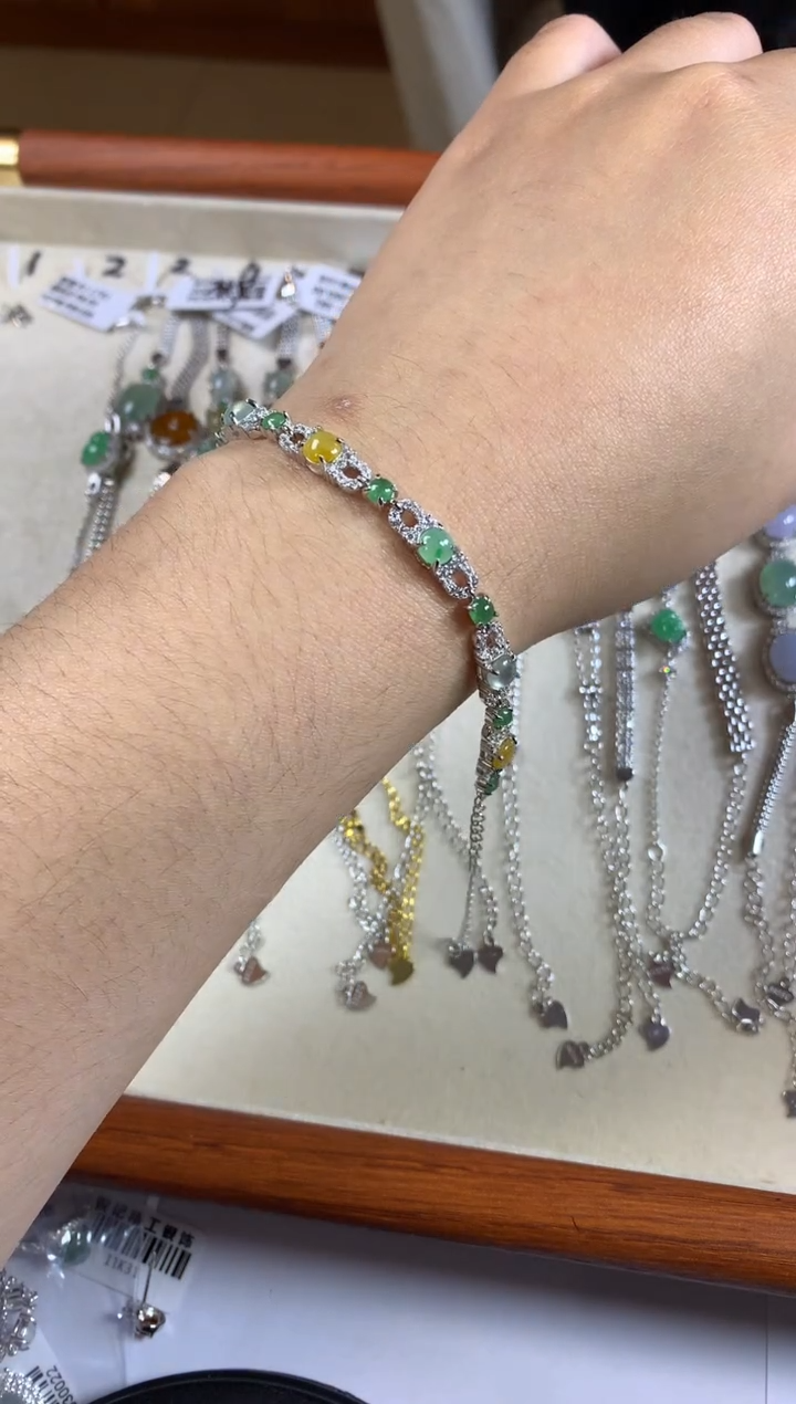 银S925镶嵌戒指翡翠向**暖手链