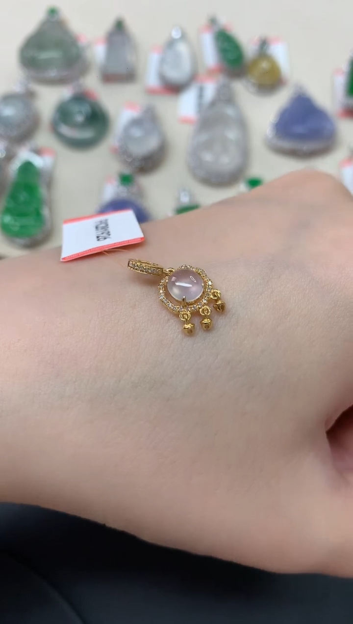 翡翠18K金镶嵌吊坠(不含链)W457|1680