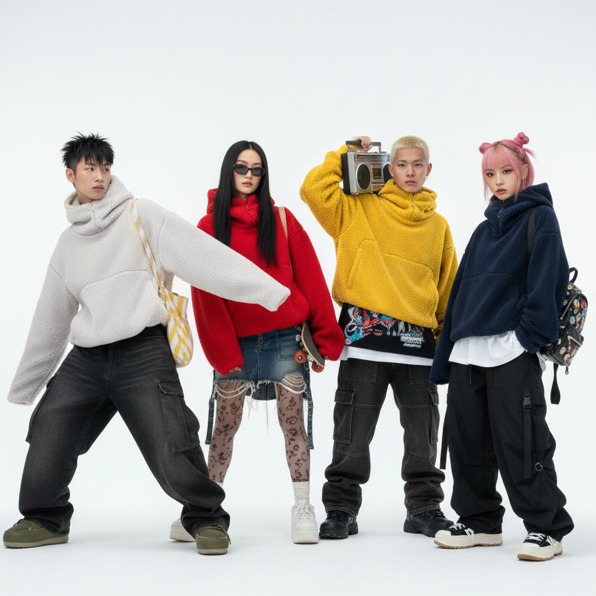 PTSJ-美式半高领机能风加厚摇粒绒连帽卫衣户外防风保暖抓绒衣