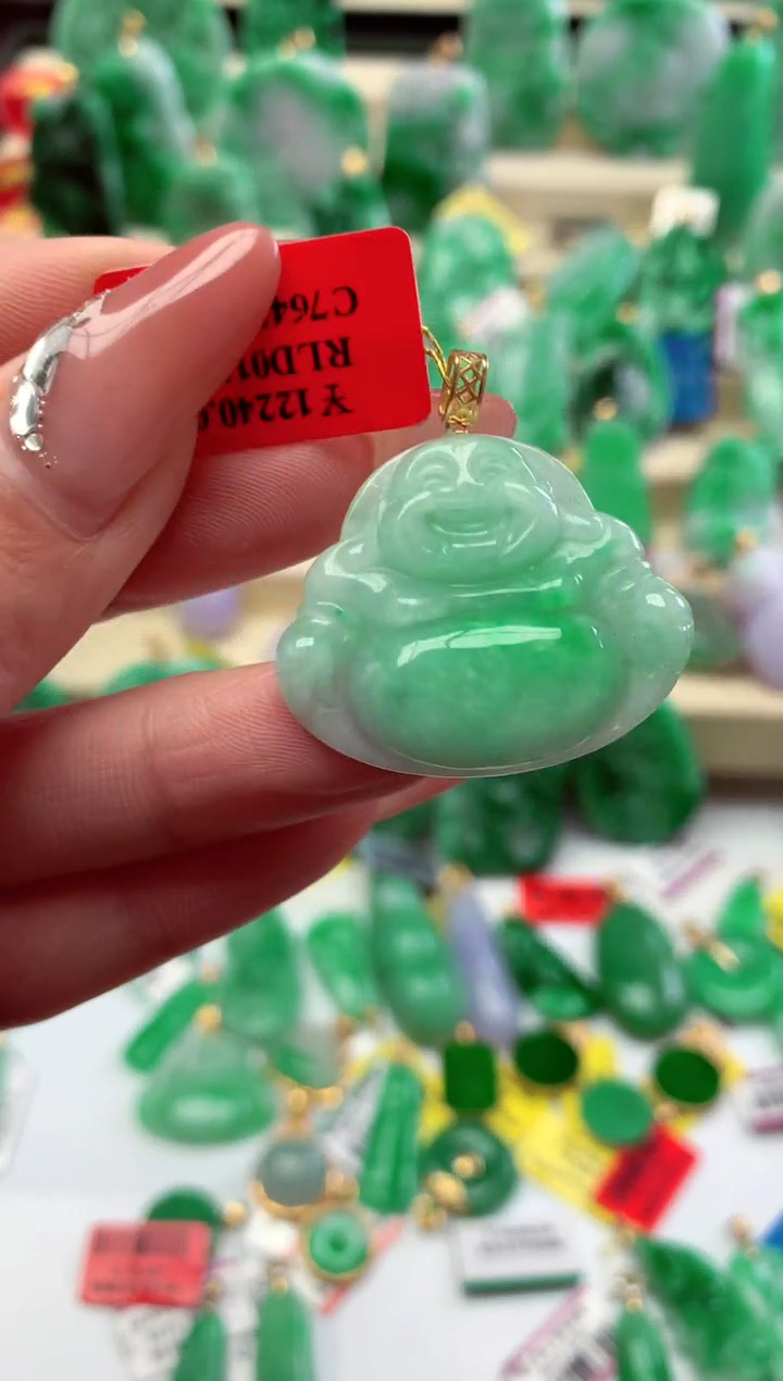 【闪购商品】翡翠吊坠(不含链)18K金镶嵌挂件