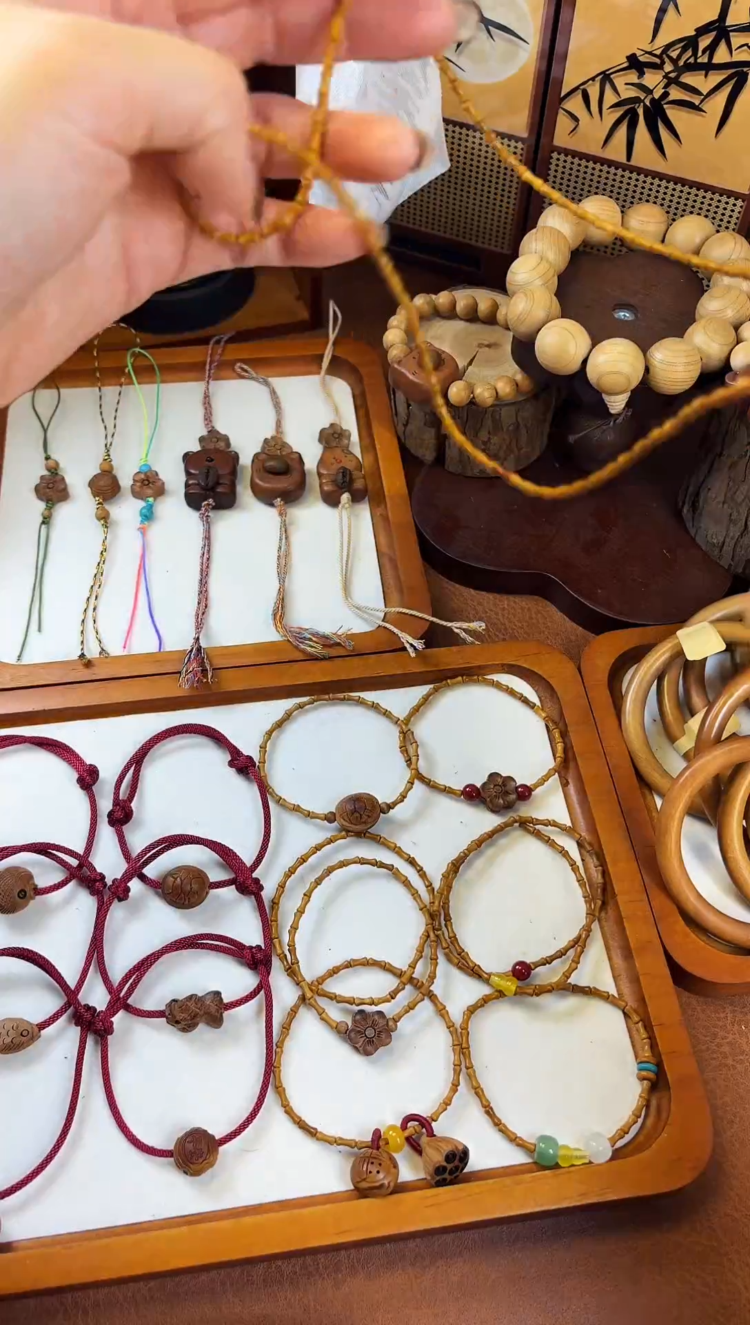 手串桃核竹节双圈黄跑环