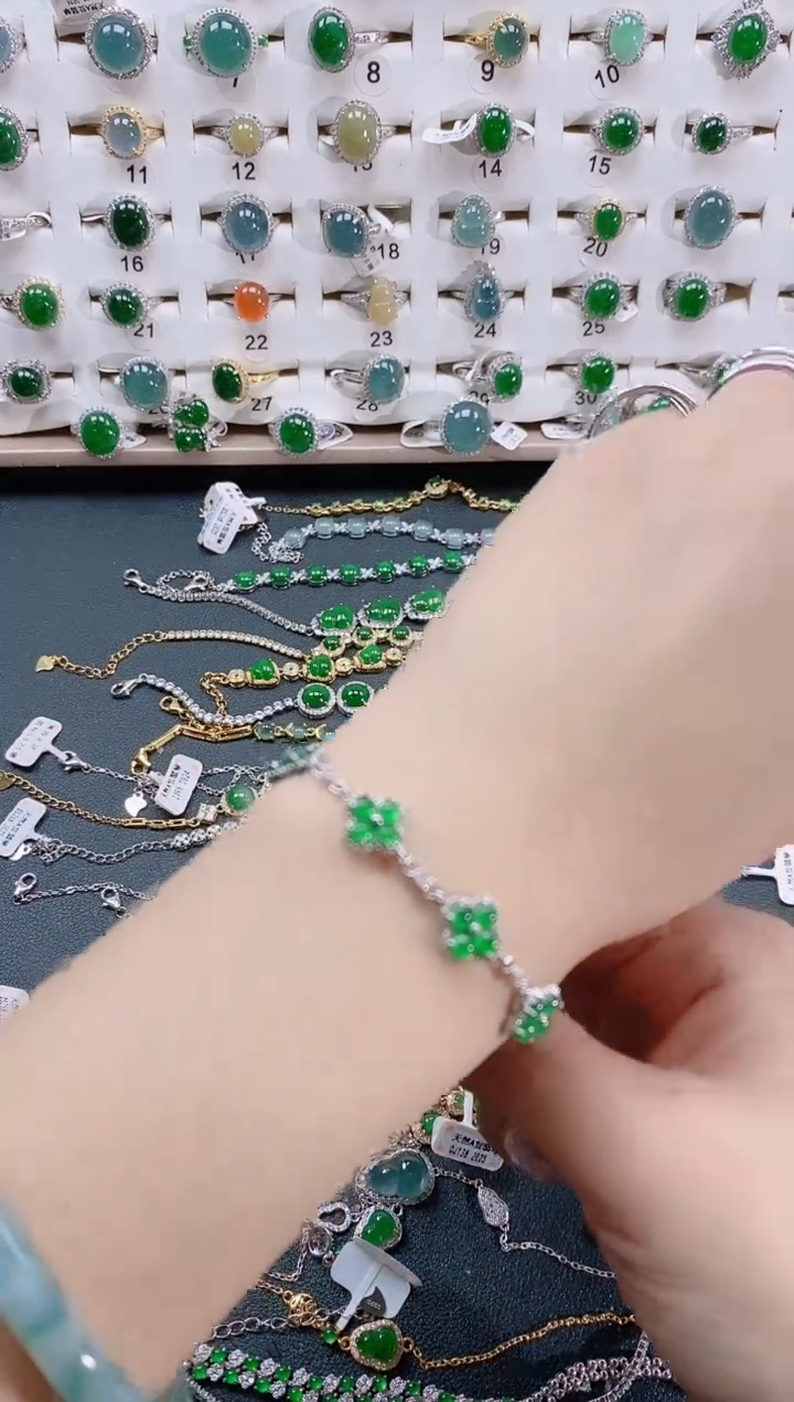 【闪购商品】翡翠手链银S925镶嵌天然翡翠