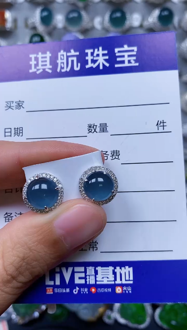 【闪购商品】翡翠耳饰银S925镶嵌0490
