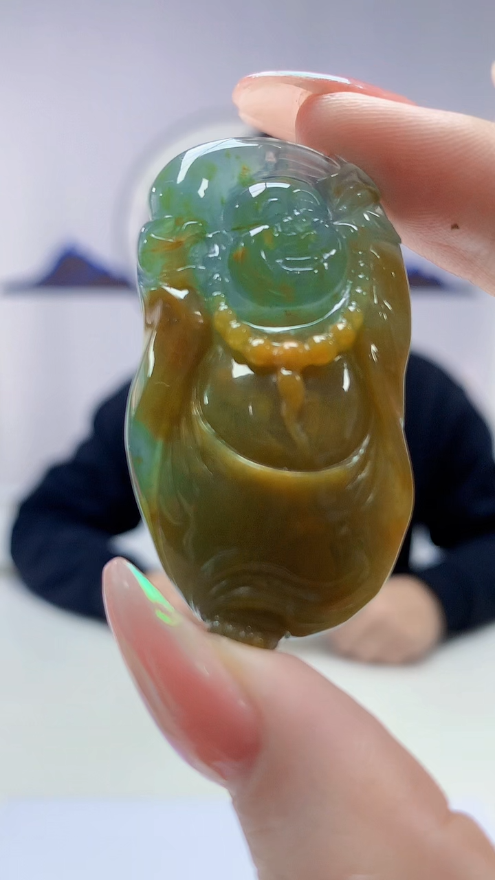 【闪购商品】定制翡翠未镶嵌4917DD-毛货挂件佛3.178