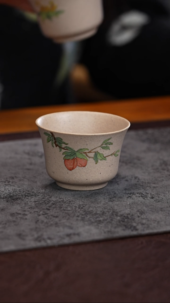 【闪购商品】紫砂茶壶白段泥 寿桃泥绘 主人杯