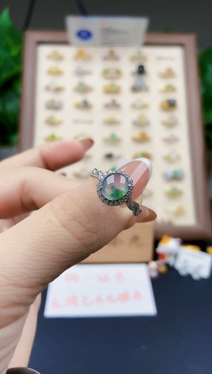 银S925镶嵌戒指翡翠12