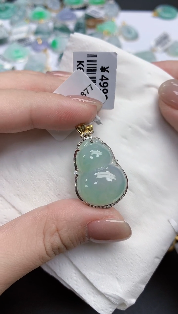 【闪购商品】翡翠颈饰18K金镶嵌天然缅甸翡翠A货