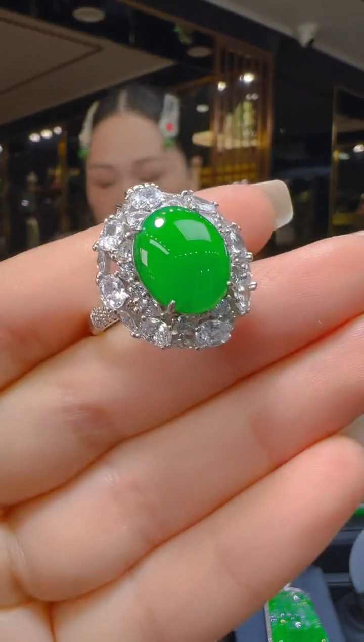银S925镶嵌戒指翡翠021（多样性发其一）