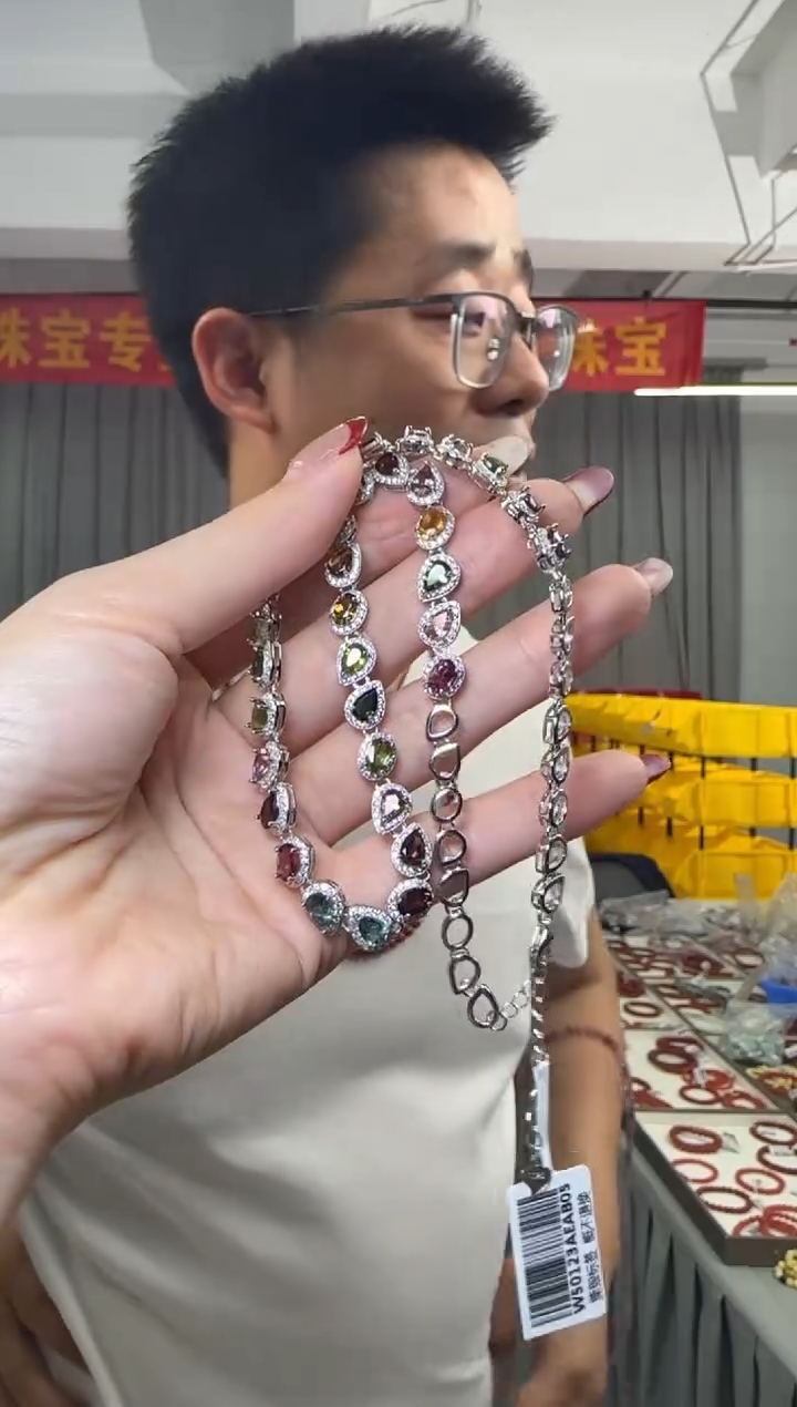 【闪购商品】碧玺项链银S925镶嵌碧玺S925银项链