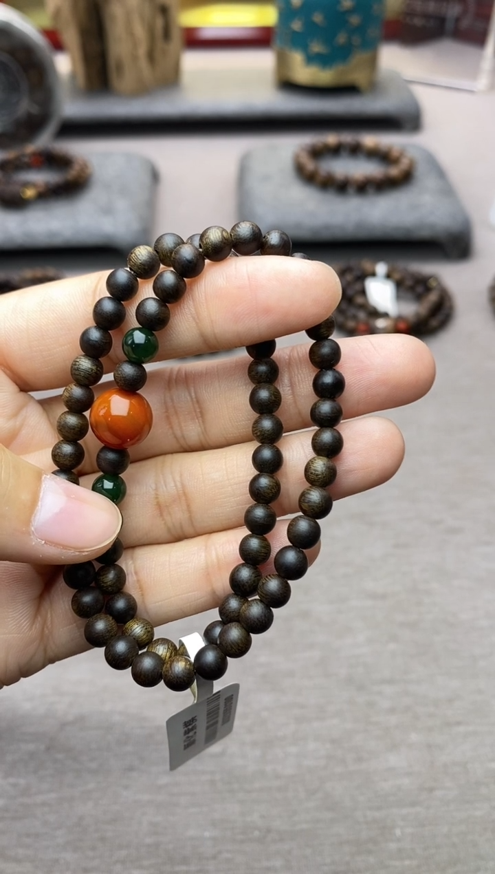 【闪购商品】沉香手串越南顺化紫棋糖结料0.5双圈沉水＋配饰