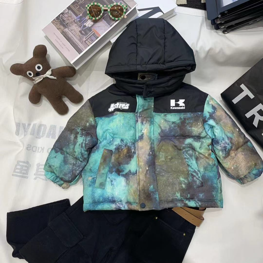 【小破孩】2025秋冬男女宝扎染连帽保暖外套