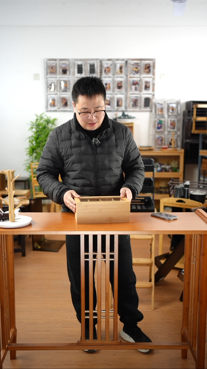 竹八格茶包收纳盒1个