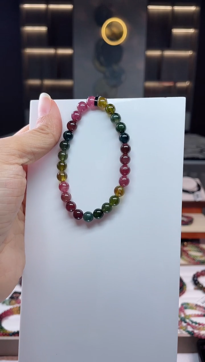 未镶嵌老矿碧玺单圈手串6mm+碧玺（多样性发一条）Q