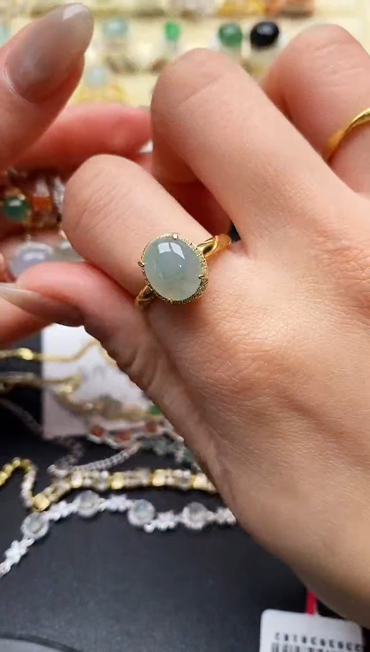 【闪购商品】翡翠戒指银S925镶嵌缅甸翡翠3   1+10