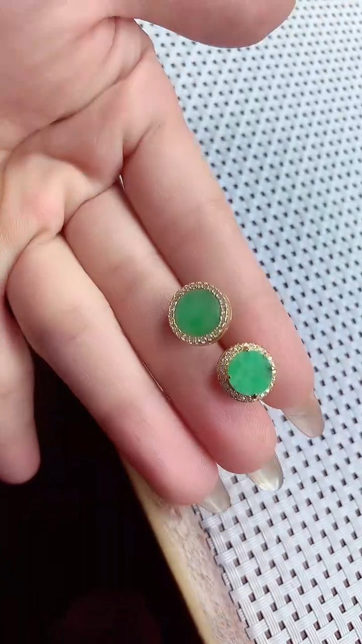 【闪购商品】翡翠耳饰银S925镶嵌耳饰