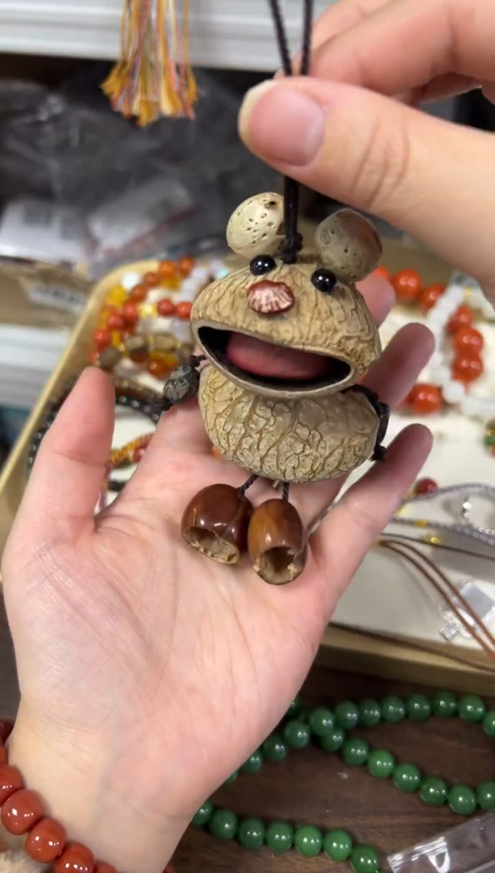 吊坠菩提根/象牙果种子呱呱来米编制款挂件[73]