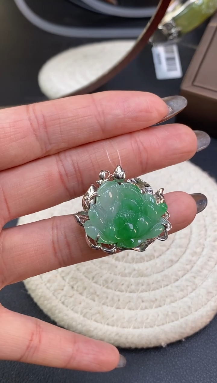 颈饰银S925镶嵌翡翠用****3净货19360