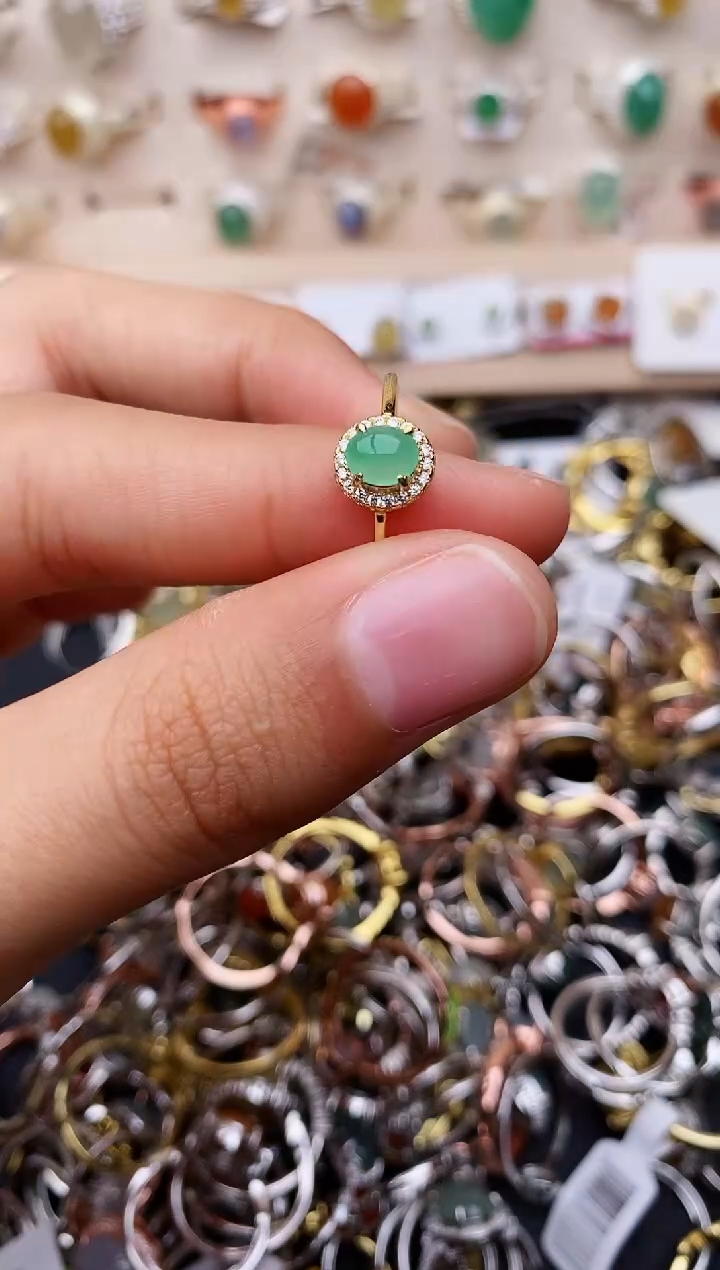 【闪购商品】翡翠戒指银S925镶嵌缅甸翡翠