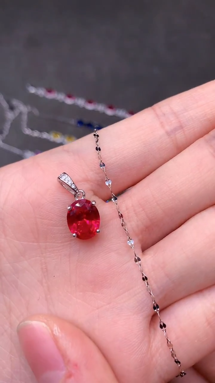 【闪购商品】红宝石吊坠(赠链)银S925镶嵌.....