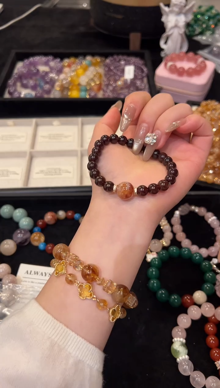 未镶嵌手串水晶石榴石手串