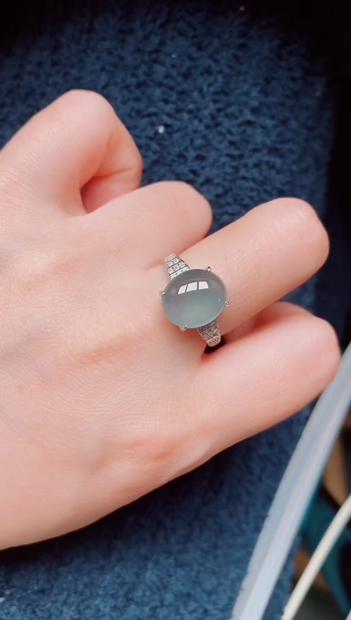 【闪购商品】翡翠戒指银S925镶嵌天然A货翡翠852