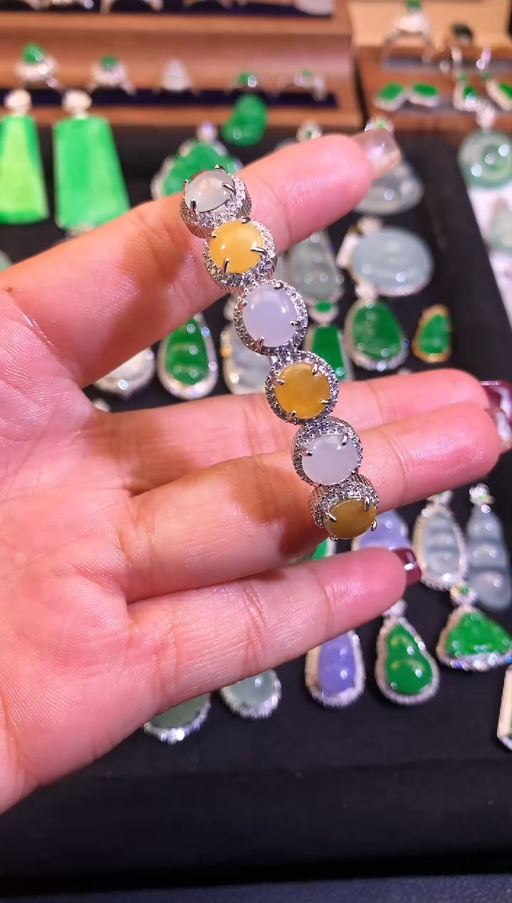 【闪购商品】翡翠手镯银S925镶嵌缅甸天然A货翡翠