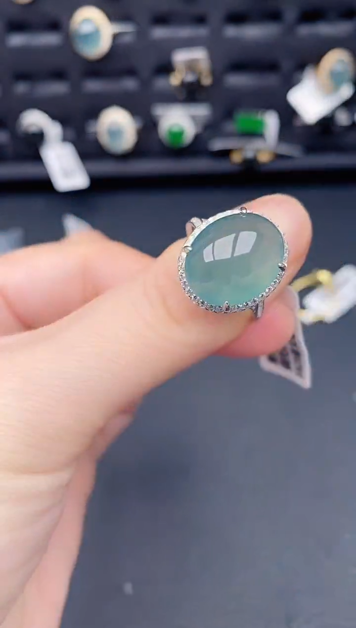 银S925镶嵌戒指翡翠天然a货翡翠274
