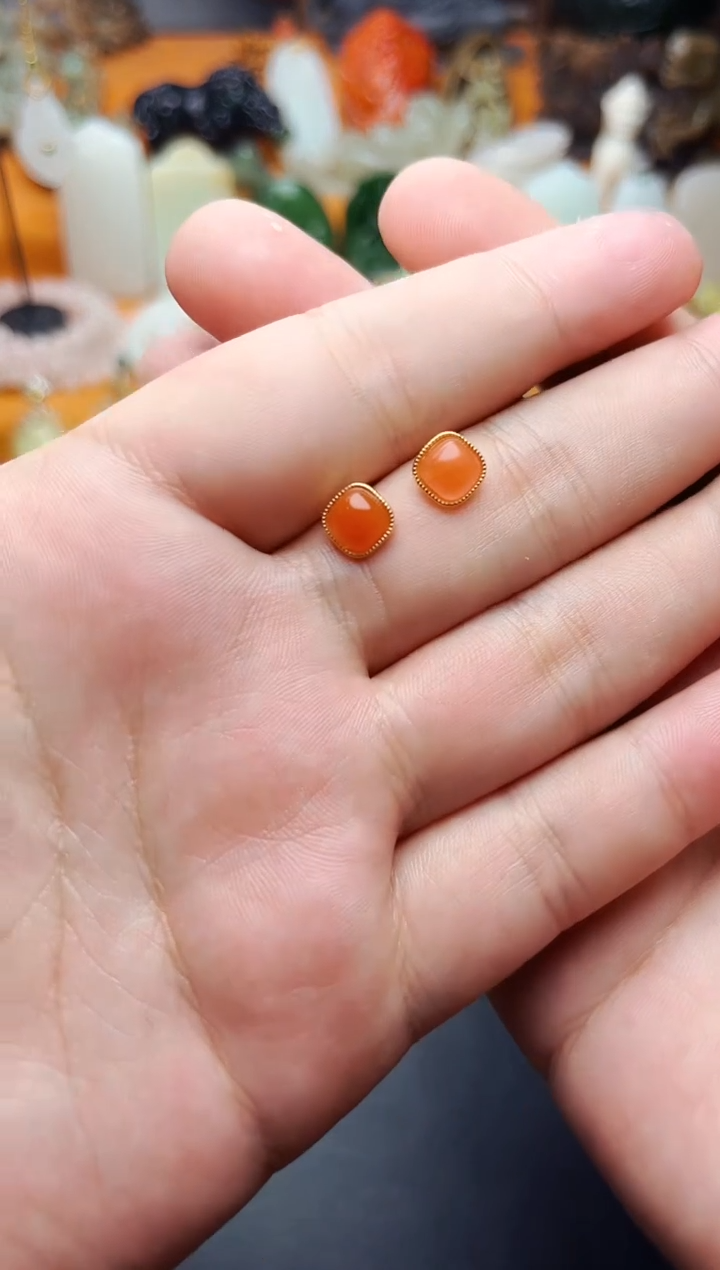 【闪购商品】南红玛瑙耳饰银S925镶嵌耳饰01