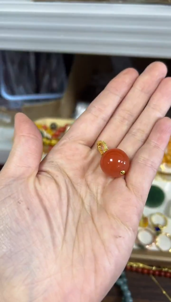 颈饰未镶嵌南红玛瑙瓦西南红玛瑙大圆珠万能扣吊坠[83]