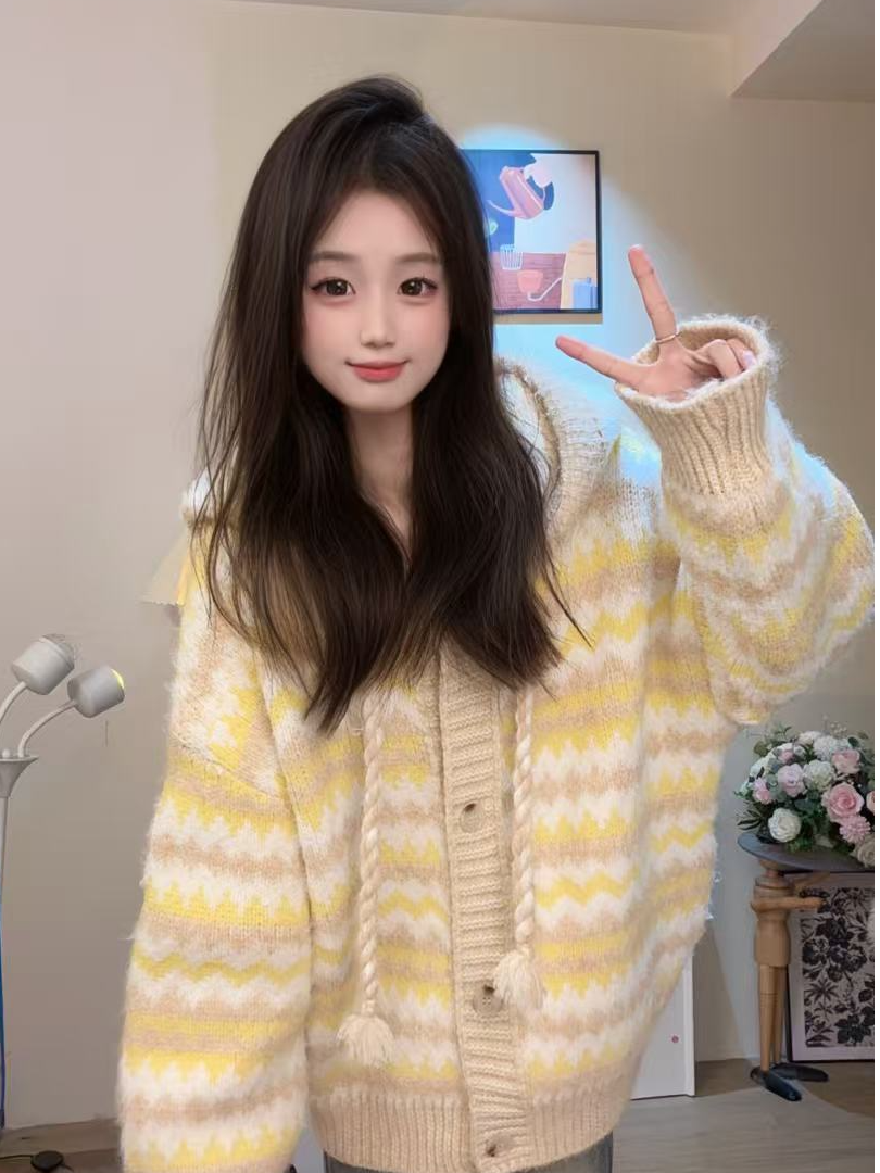 【1-12号】绵羊毛衣费尔岛外套女慵懒可爱减龄宽松气质时尚百搭秋冬