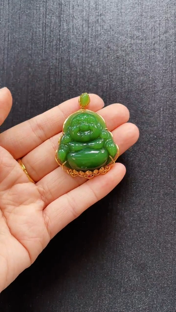 和田玉18K金镶嵌吊坠(赠链)【618】多样性发一