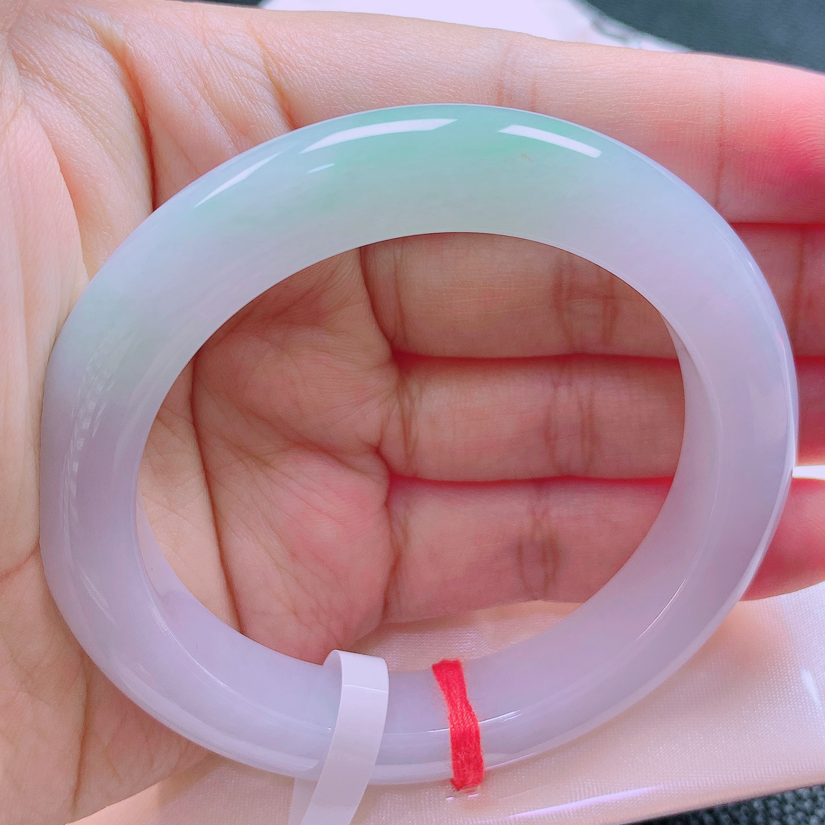 56圈春彩正圈翡翠手镯有紫有绿送礼必备款缅甸纯天然A货翡翠