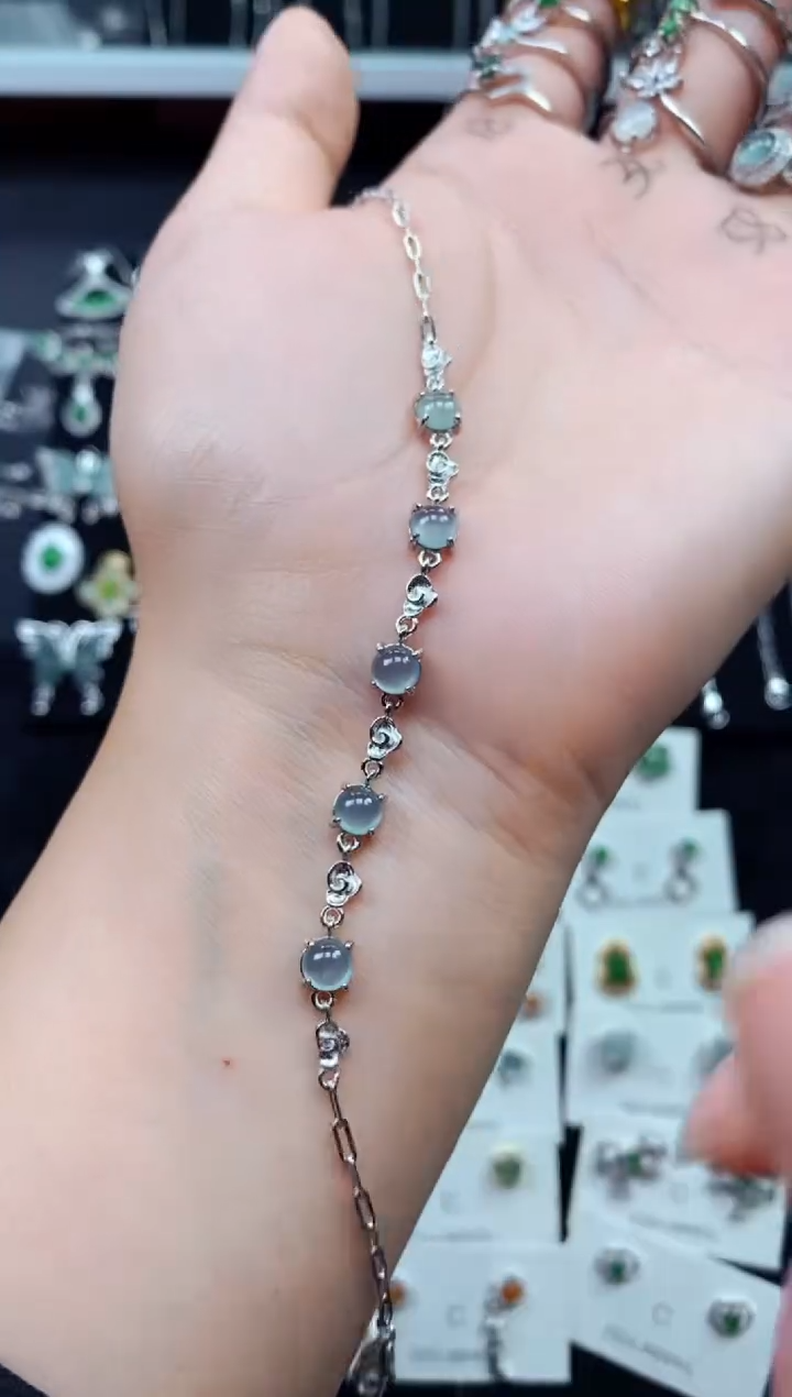 【闪购商品】翡翠手链银S925镶嵌8225