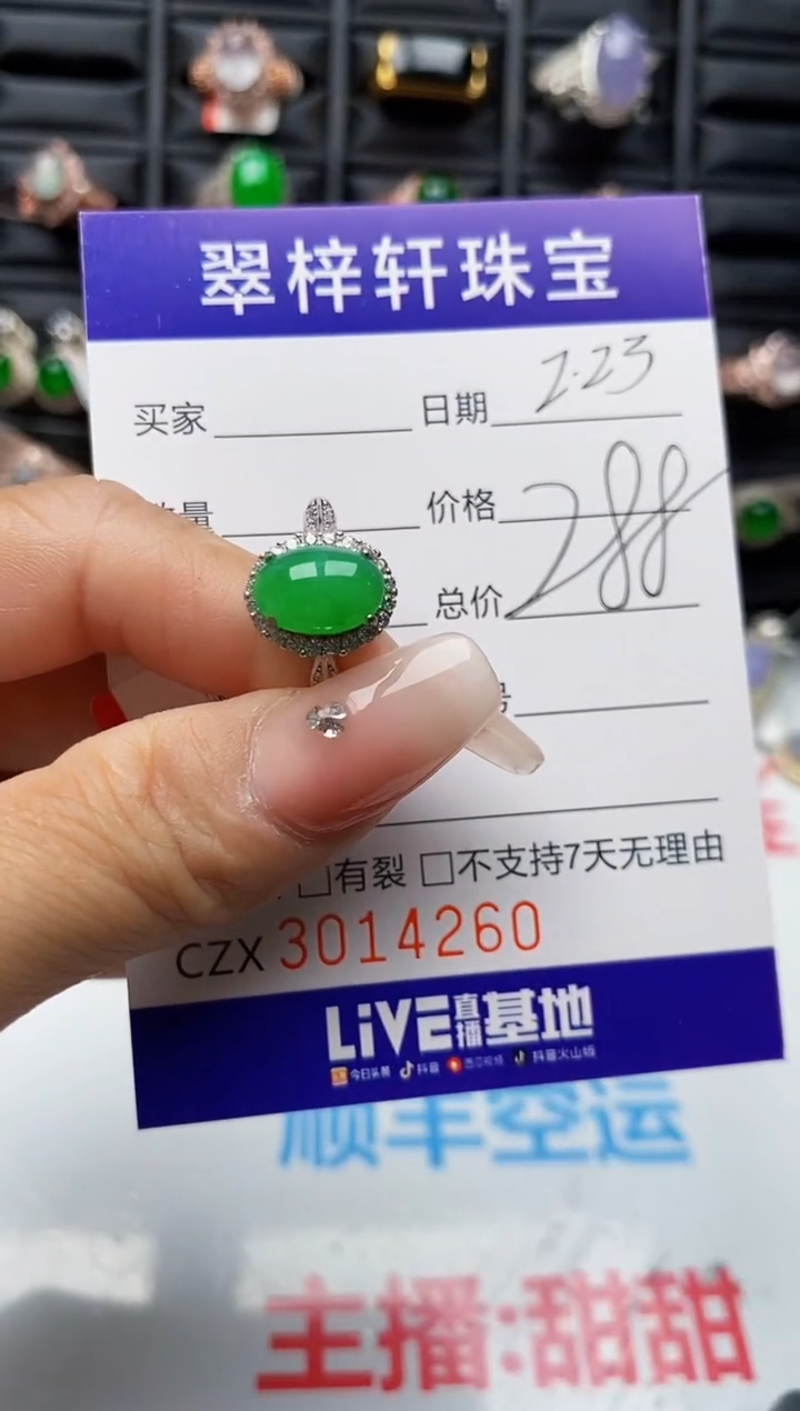 【闪购商品】翡翠戒指银S925镶嵌4260