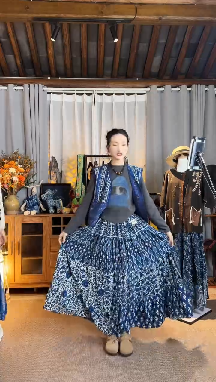 【闪购商品】设计师款蓝染裙子