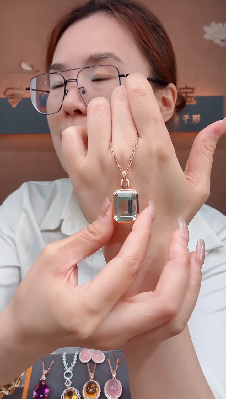 吊坠银S925镶嵌水晶水晶吊坠