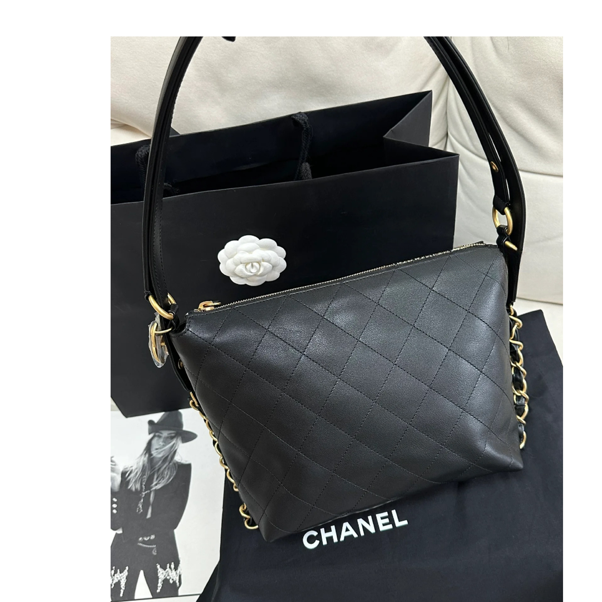 99新 Chanel/香奈儿 7姐专场/25S黑金 嬉皮hobo/隐藏款