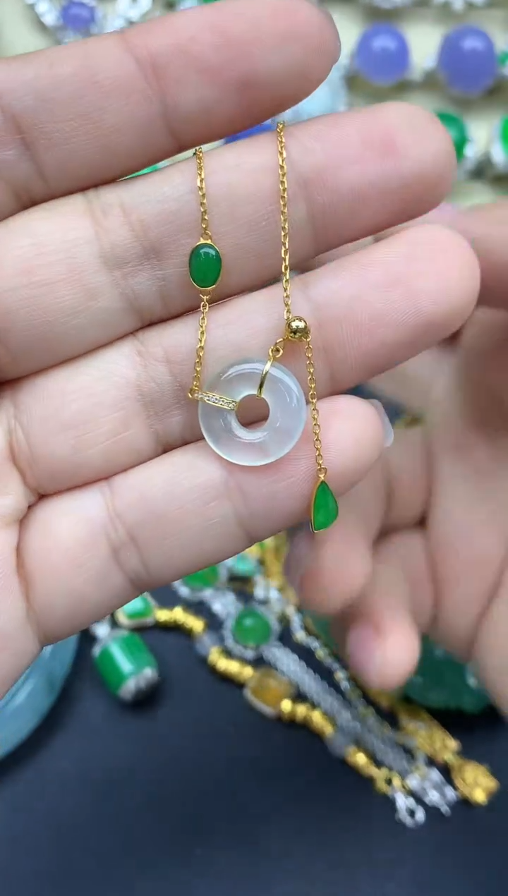 【闪购商品】翡翠手链18K金镶嵌586-中国好珍宝