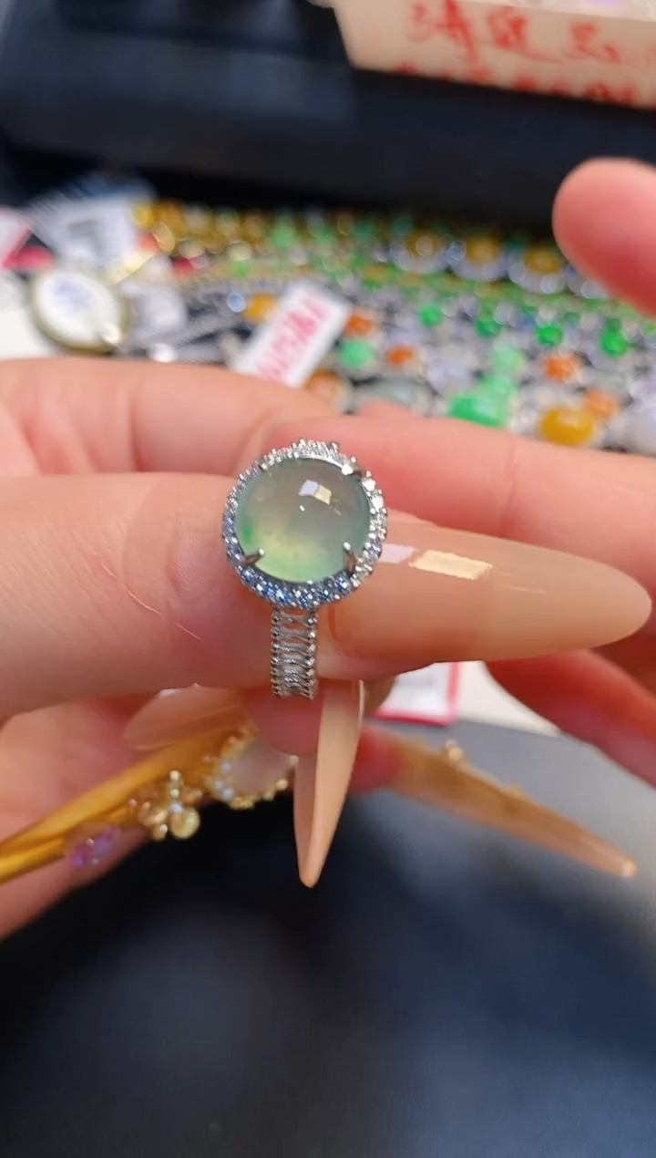 银S925镶嵌戒指翡翠天然