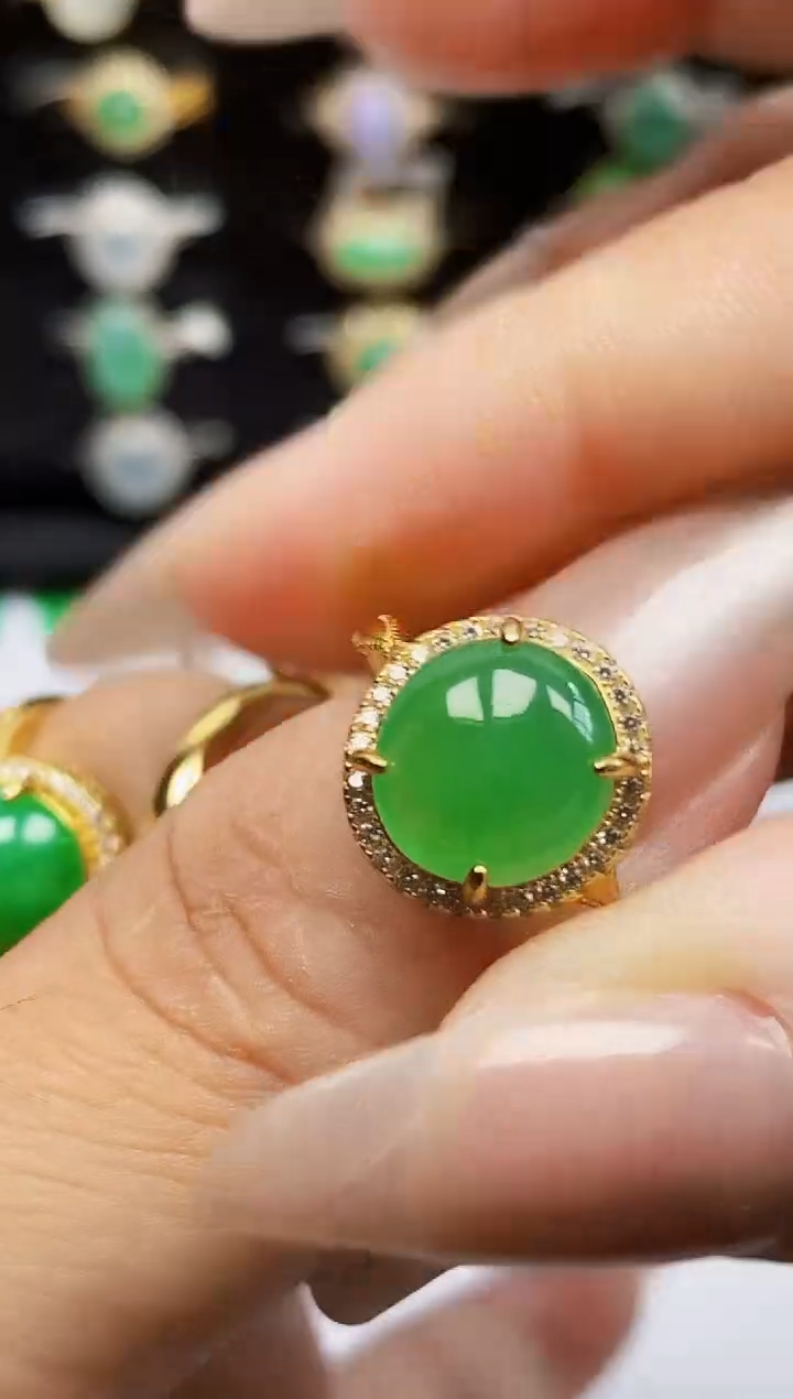 银S925镶嵌戒指翡翠11047