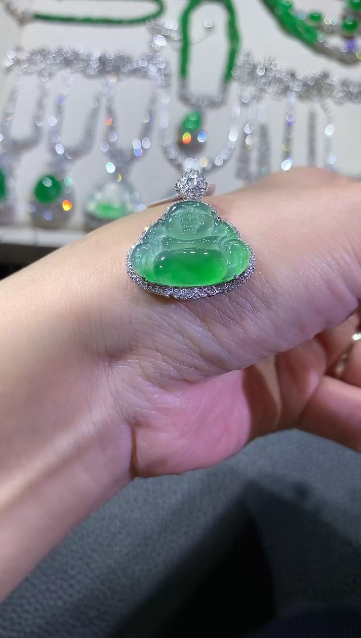 【闪购商品】翡翠吊坠(不含链)18K金镶嵌46-佛公