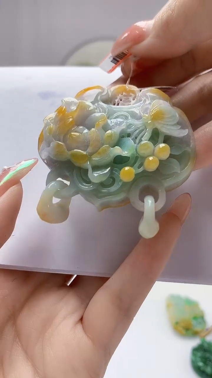 【闪购商品】定制翡翠未镶嵌4829DD-毛货挂件花牌22