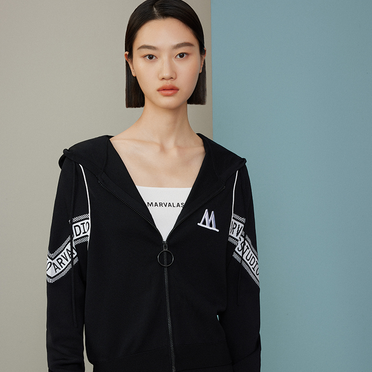 【粉丝专属】拉链字母外套女2024春休闲舒适撞色运动上衣