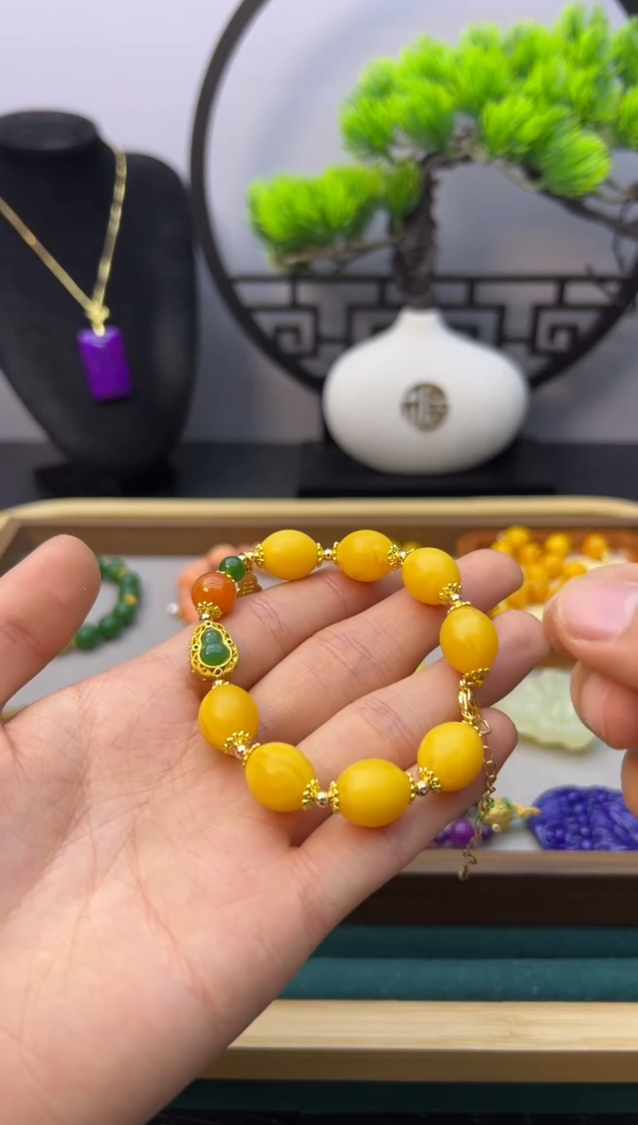 【闪购商品】蜜蜡手链14K金镶嵌S143           