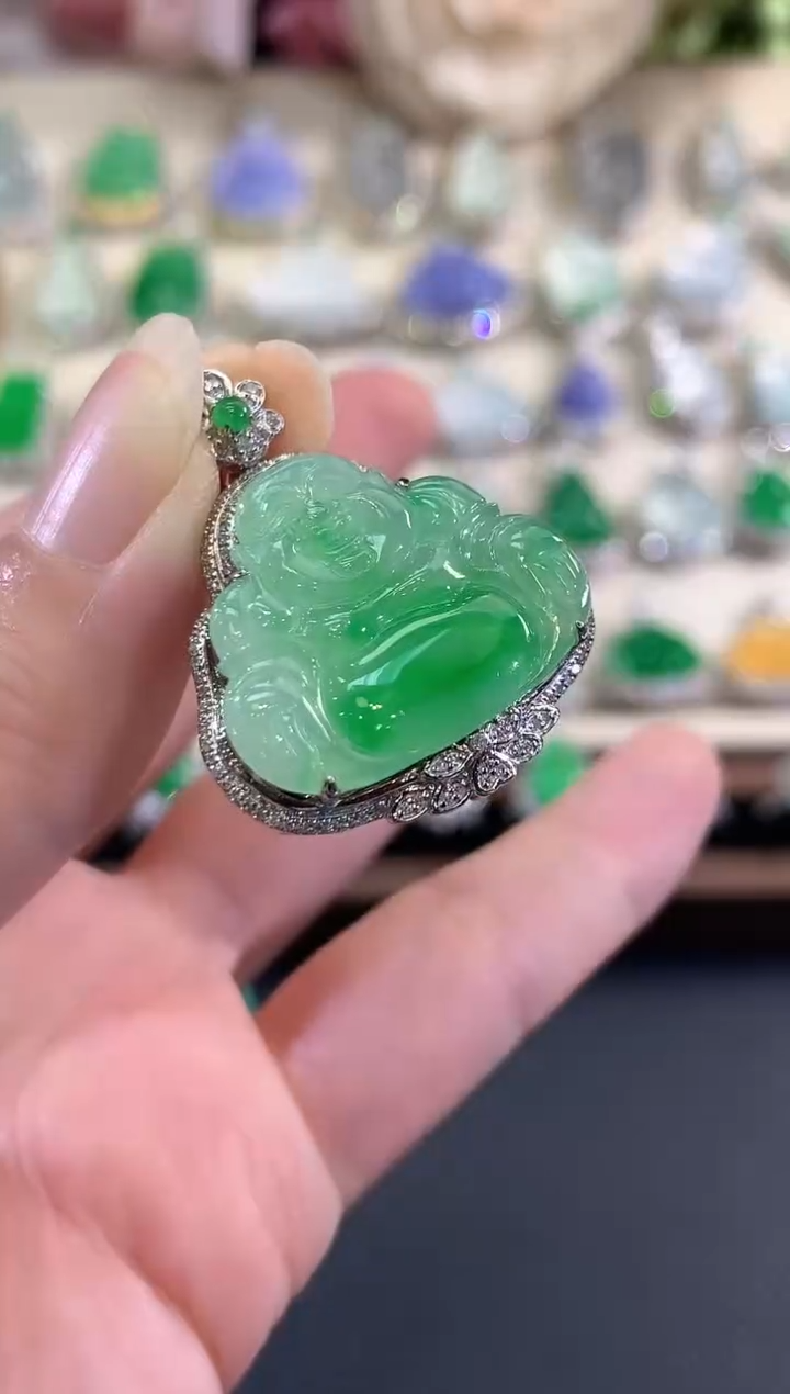 吊坠(不含链)18K金镶嵌翡翠d39      