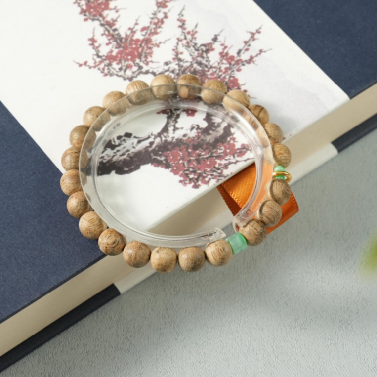 沉香18K达拉干翡翠手串沉香