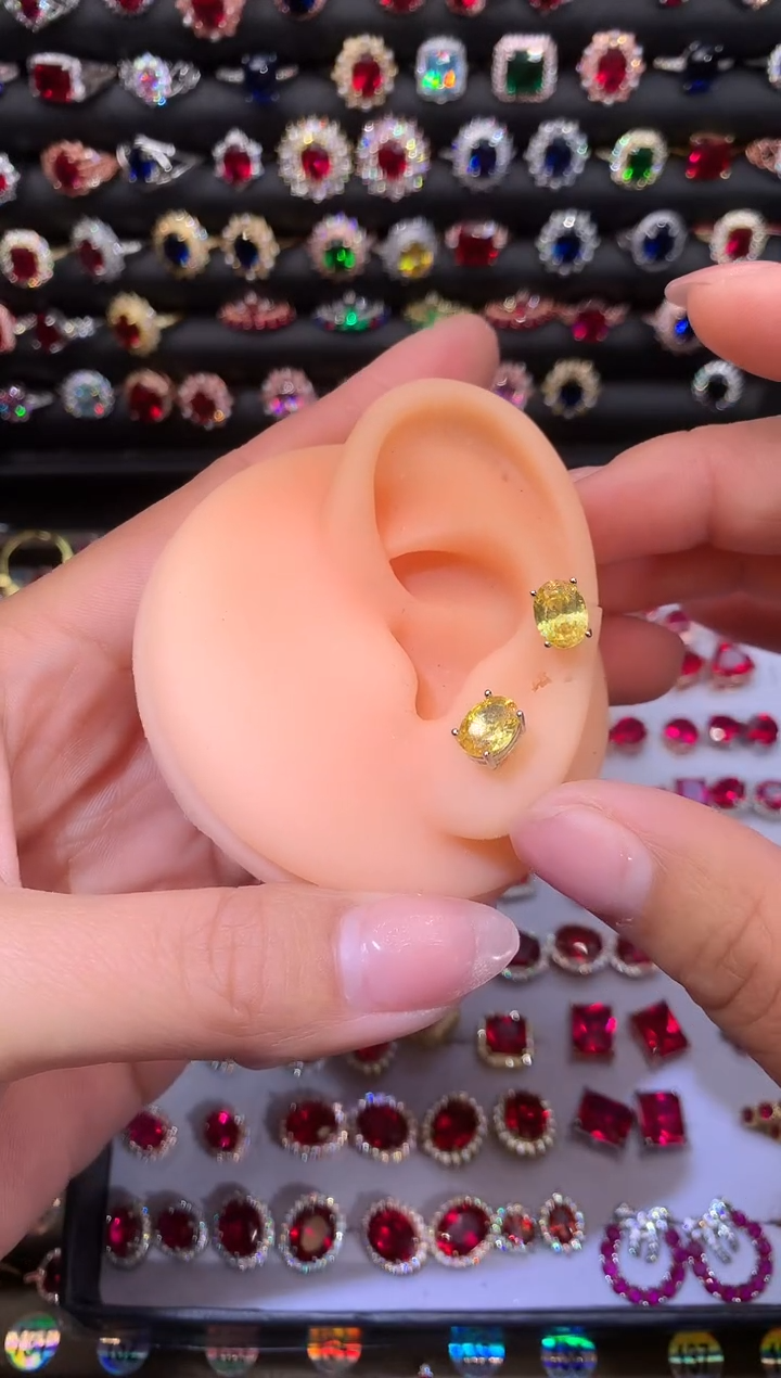【闪购商品】水晶耳饰银S925镶嵌高温优化/合成处理68白