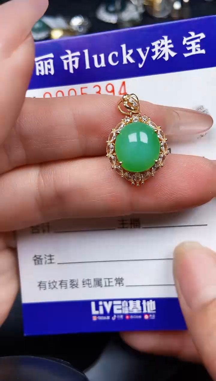 翡翠银S925镶嵌颈饰5394