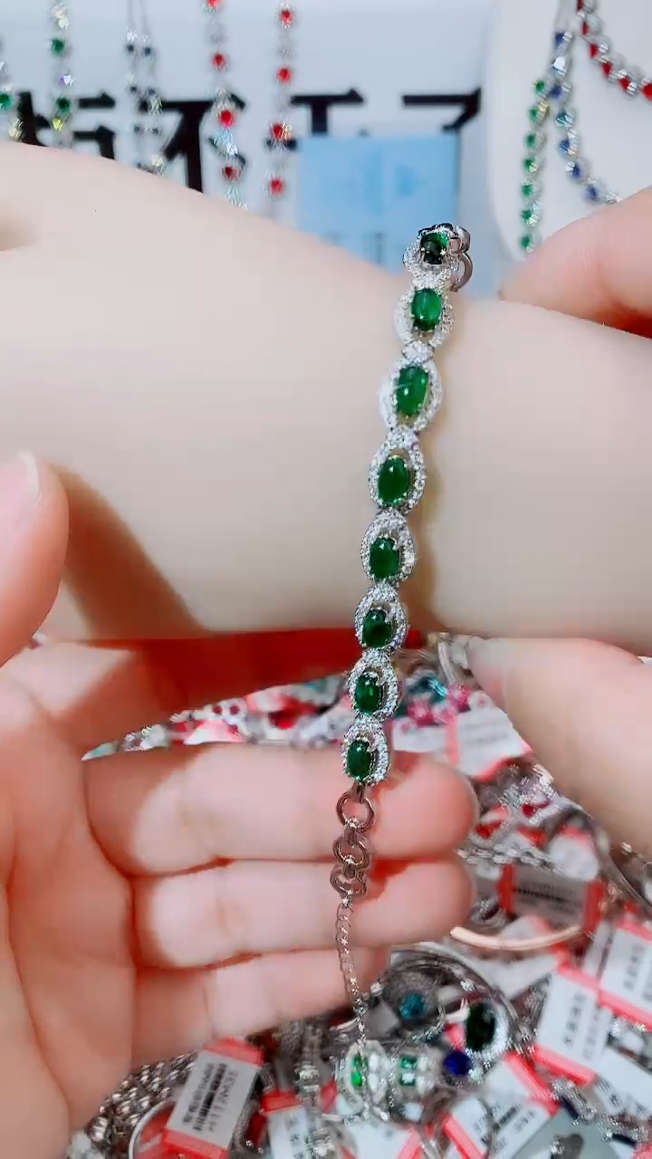 未镶嵌手链祖母绿  