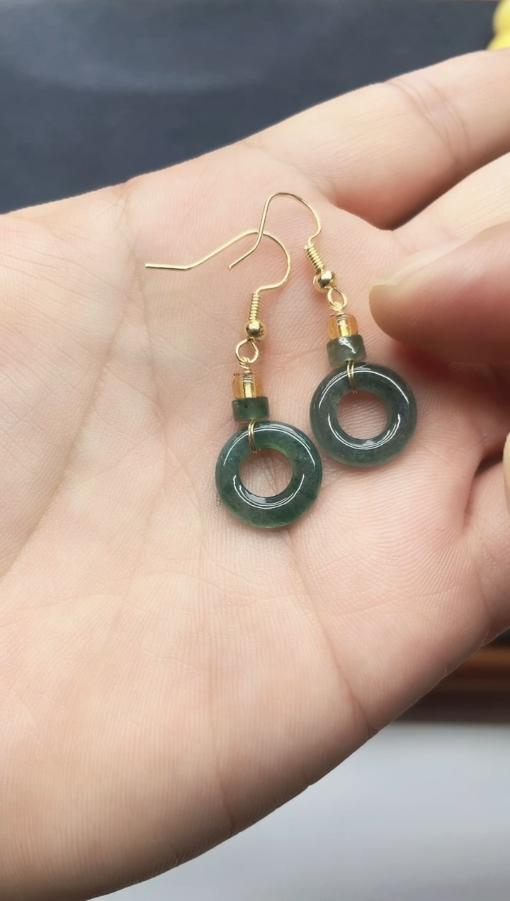 未镶嵌翡翠耳饰翡翠平安扣耳钩耳坠款